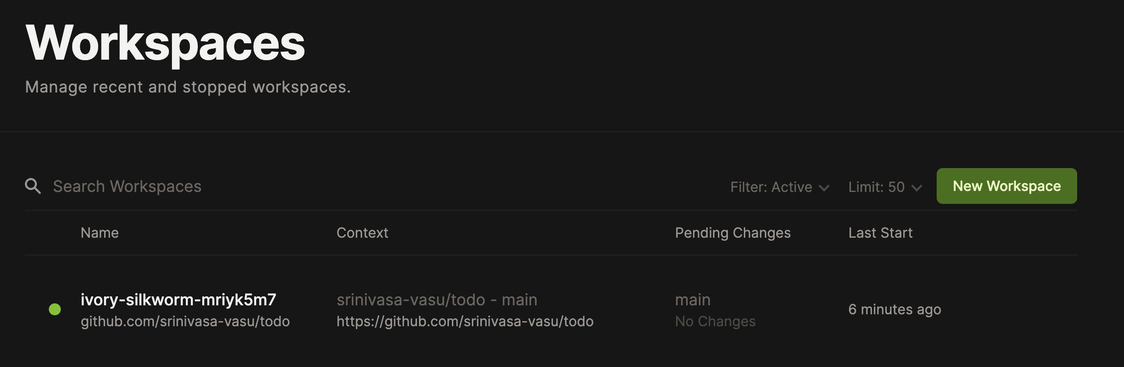 Workspace environment Workspace environment