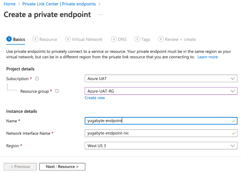 Azure Create private endpoint Azure Create private endpoint