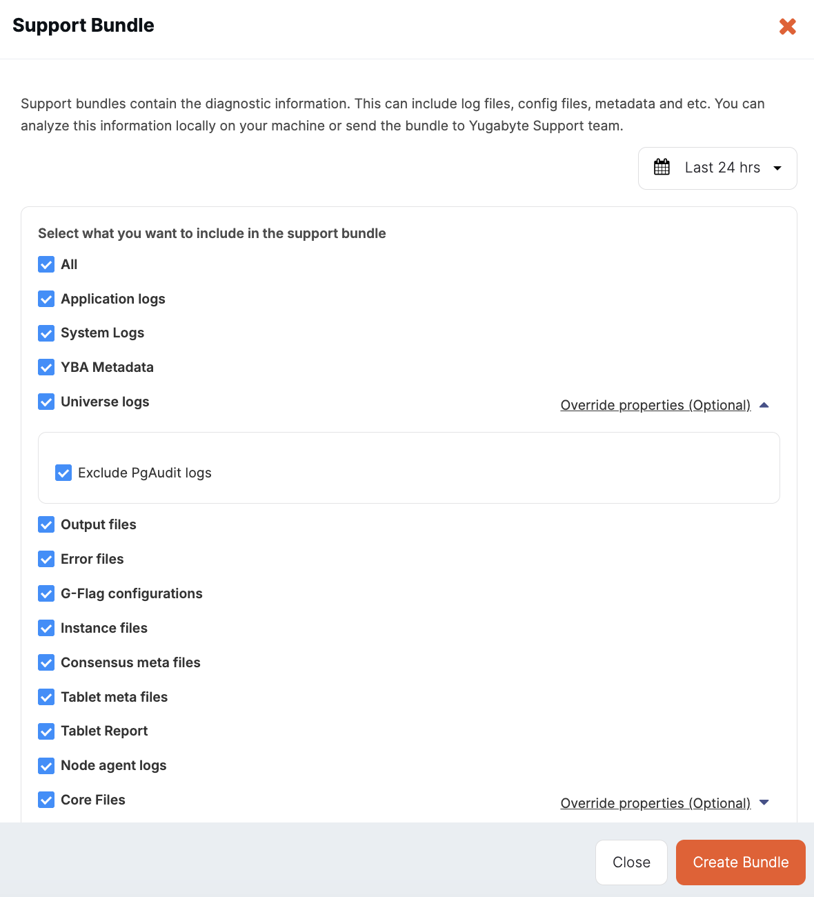Create support bundle Create support bundle